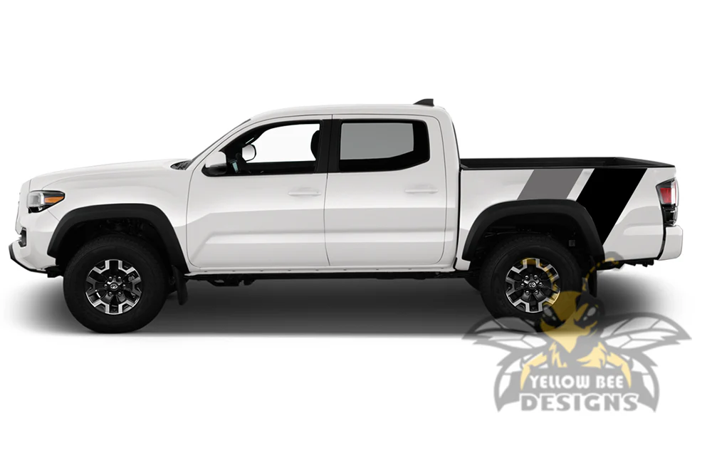 Bed Racing Dual retro vintage stripes (Grey, Black) Compatible with Toyota Tacoma - Image 2