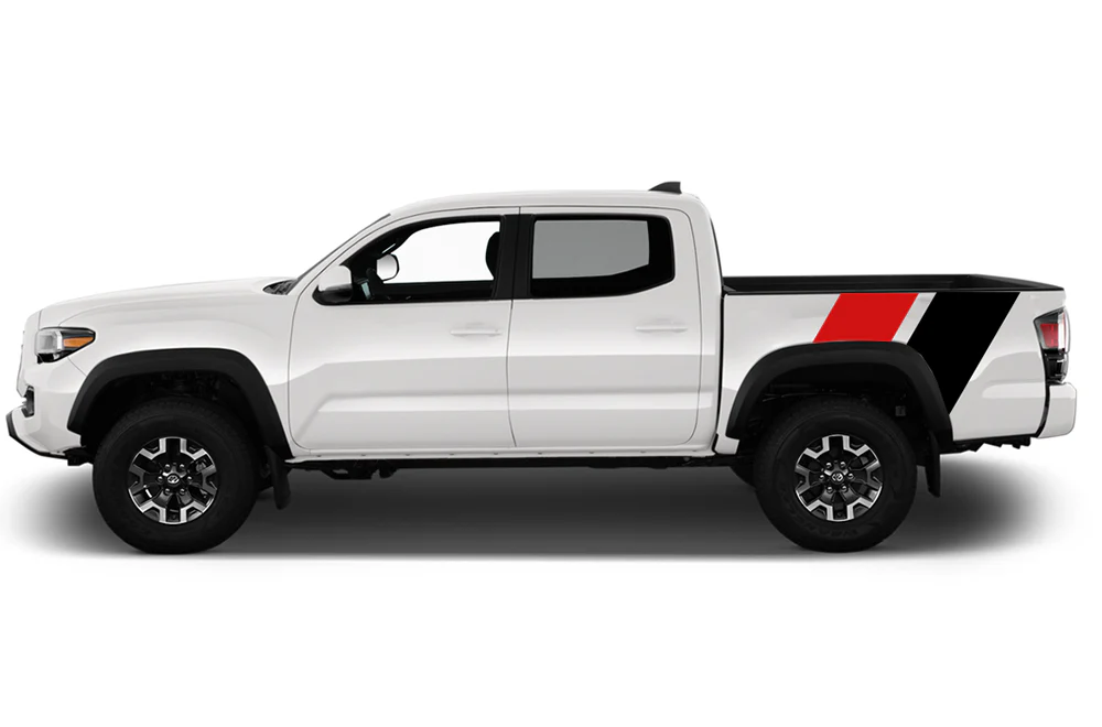 Bed Racing Dual retro vintage stripes (Red, Black) Compatible with Toyota Tacoma