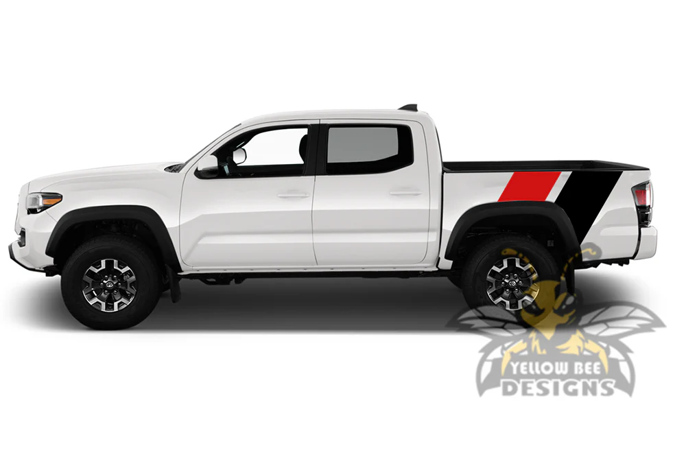 Bed Racing Dual retro vintage stripes (Red, Black) Compatible with Toyota Tacoma - Image 2