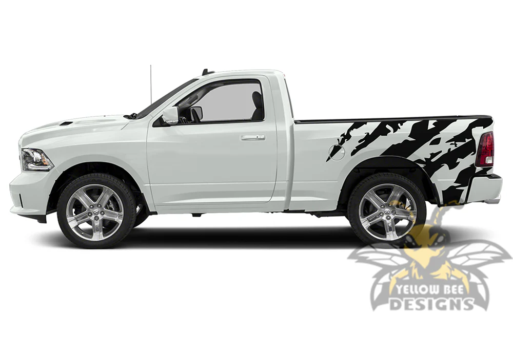 Bed Shred Graphics Vinyl Decals Compatible with Dodge Ram Regular Cab 1500 - Image 2