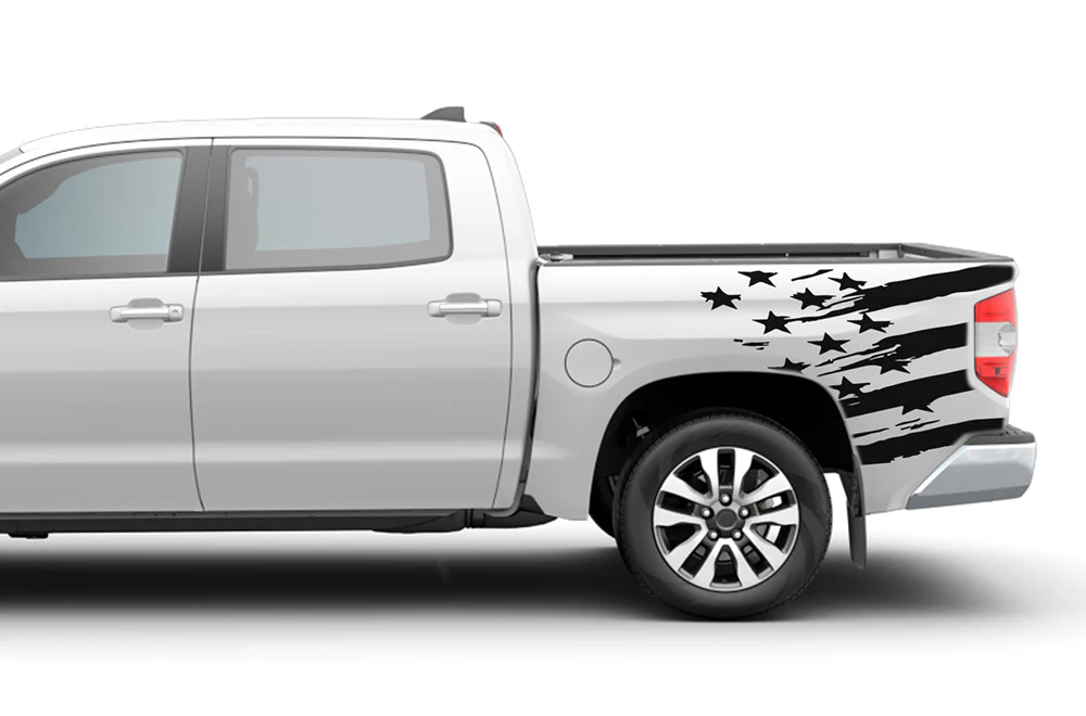 Bed US Flag Graphics Vinyl Decal Compatible with Toyota Tundra