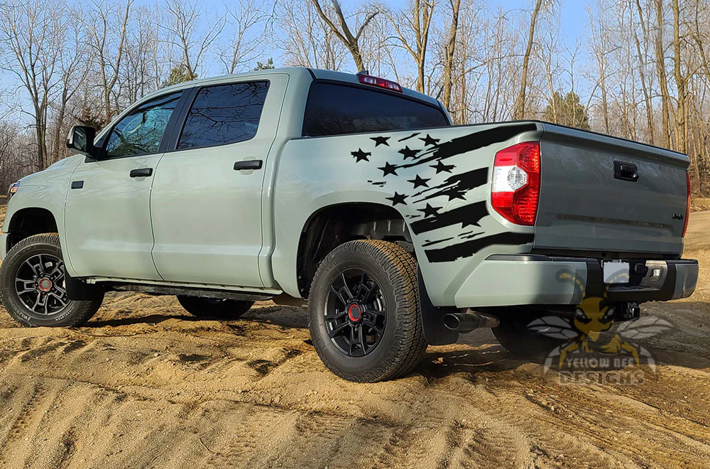 Bed US Flag Graphics Vinyl Decal Compatible with Toyota Tundra - Image 2