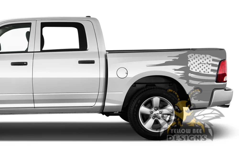 Bed USA Flag Graphics Kit Vinyl Decal Compatible with Dodge Ram Crew Cab 1500 - Image 3