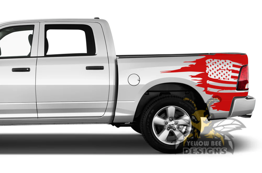 Bed USA Flag Graphics Kit Vinyl Decal Compatible with Dodge Ram Crew Cab 1500 - Image 4
