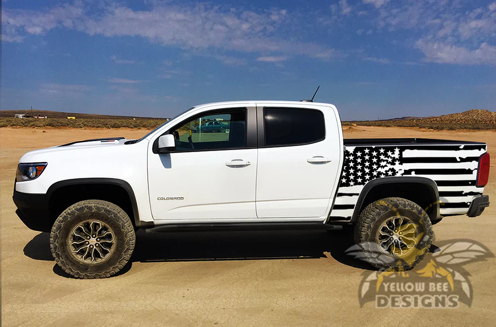 Bed USA Flag Graphics Vinyl Decals Compatible with Chevrolet Colorado Crew Cab - Image 2