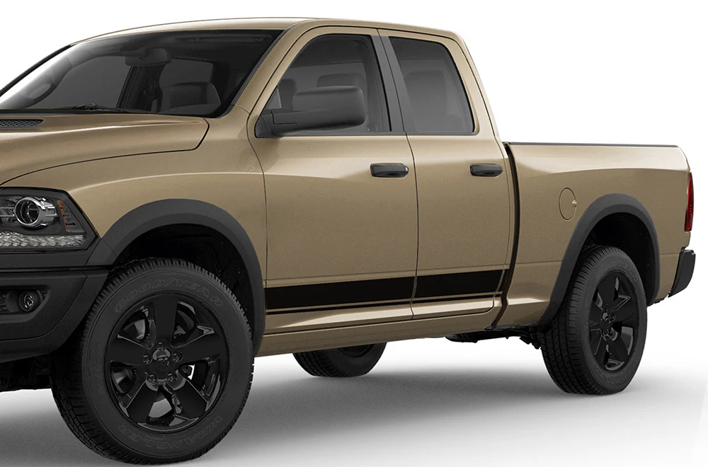 Belt Side Stripes Graphics Vinyl Decals Compatible with Dodge Ram 1500 Quad Cab