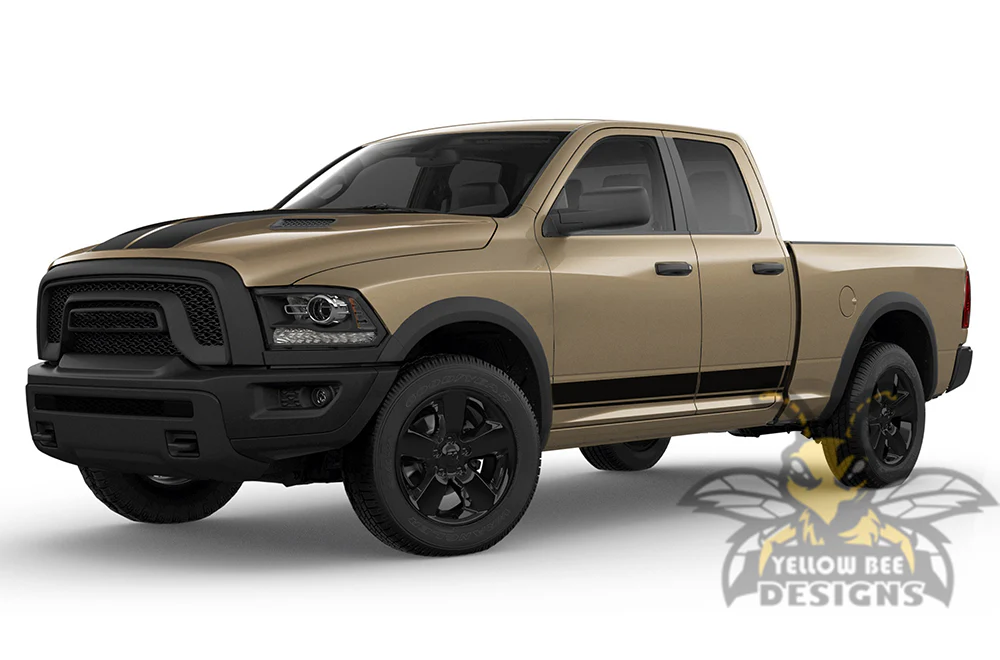 Belt Side Stripes Graphics Vinyl Decals Compatible with Dodge Ram 1500 Quad Cab - Image 2