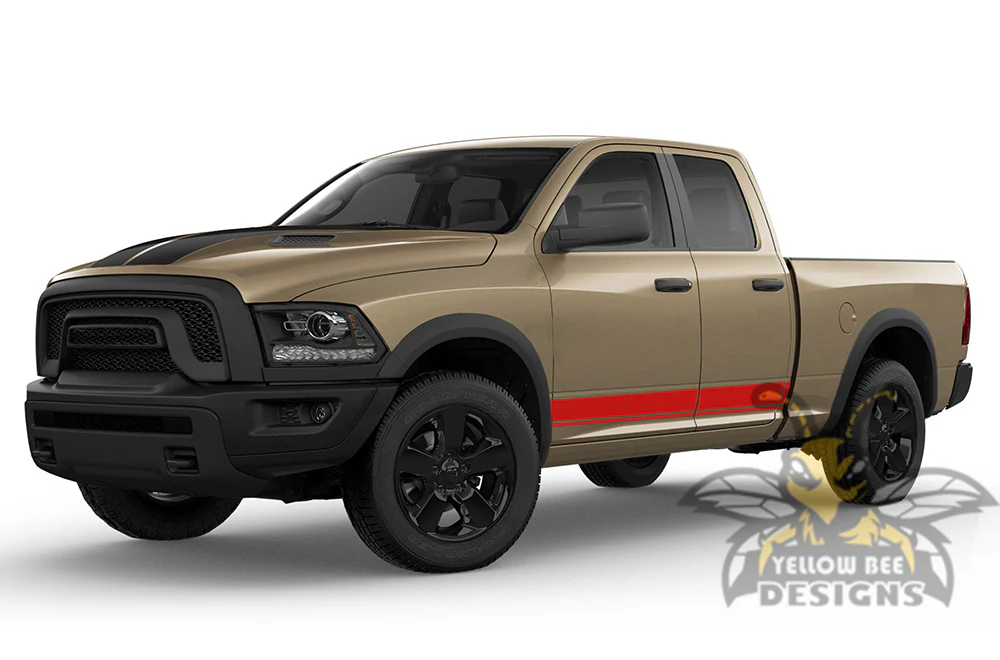 Belt Side Stripes Graphics Vinyl Decals Compatible with Dodge Ram 1500 Quad Cab - Image 3