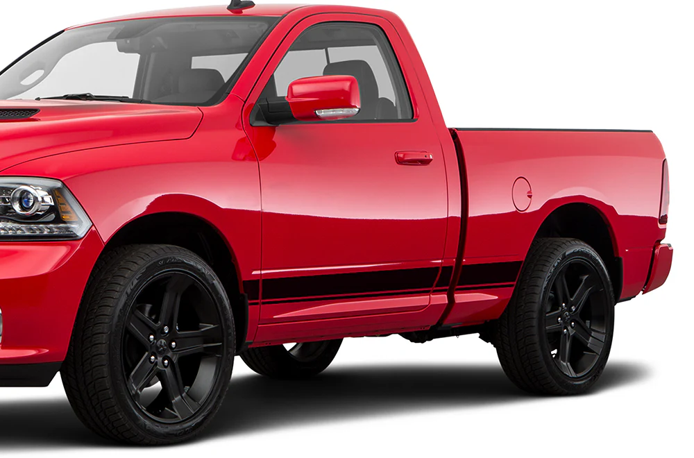 Belt Side Stripes Graphics Vinyl Decals Compatible with Dodge Ram Regular Cab 1500