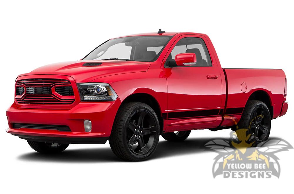 Belt Side Stripes Graphics Vinyl Decals Compatible with Dodge Ram Regular Cab 1500 - Image 2