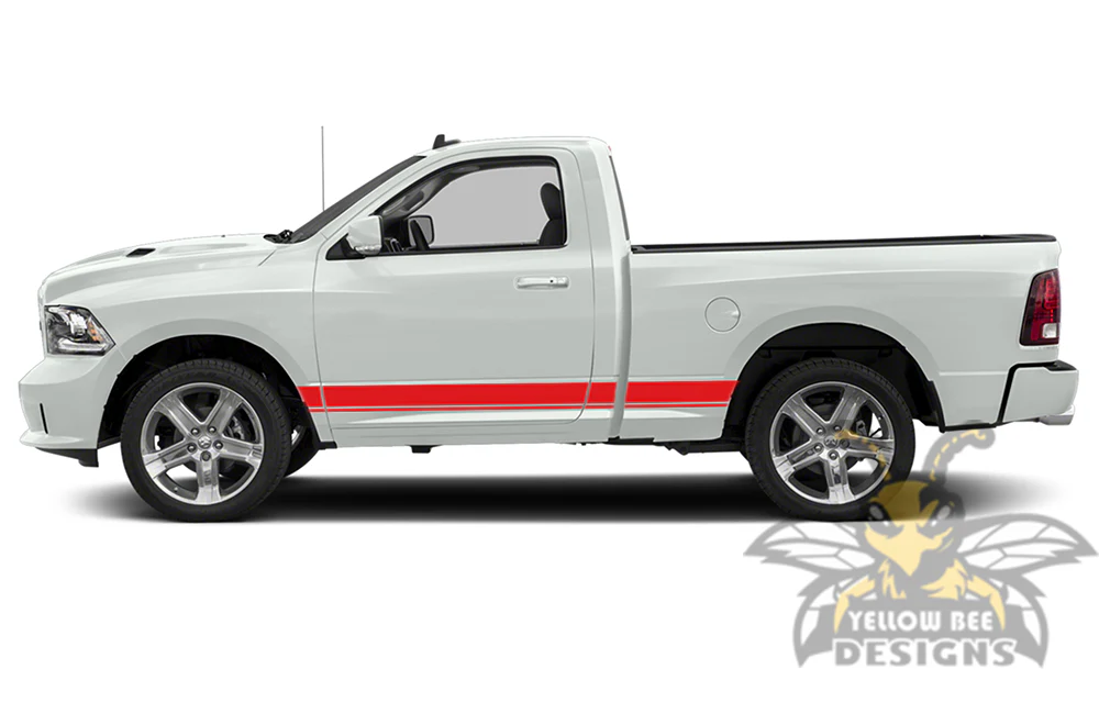 Belt Side Stripes Graphics Vinyl Decals Compatible with Dodge Ram Regular Cab 1500 - Image 3