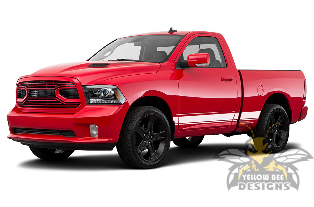 Belt Side Stripes Graphics Vinyl Decals Compatible with Dodge Ram Regular Cab 1500 - Image 4