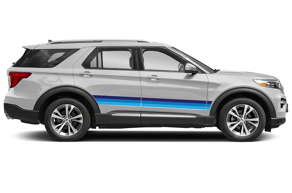 Belt Stripes Blue Shades Graphics Vinyl Decals Compatible with Ford Explorer