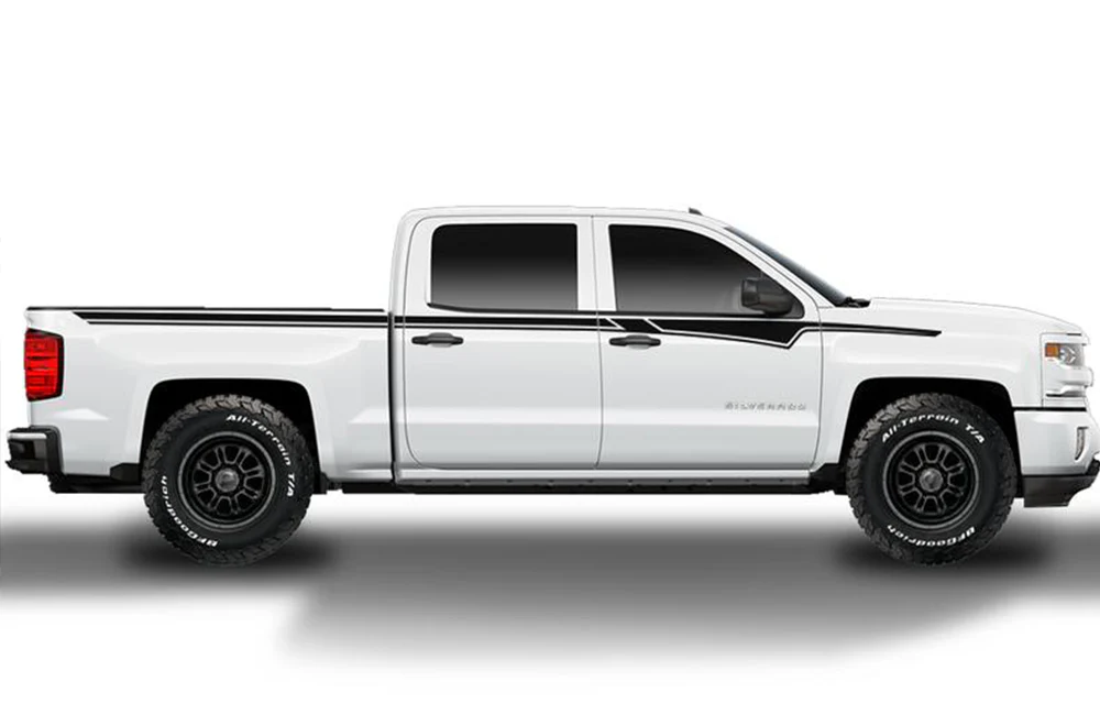 Belt Stripes Graphics Vinyl Decals Compatible with Chevrolet Silverado 1500 Crew Cab