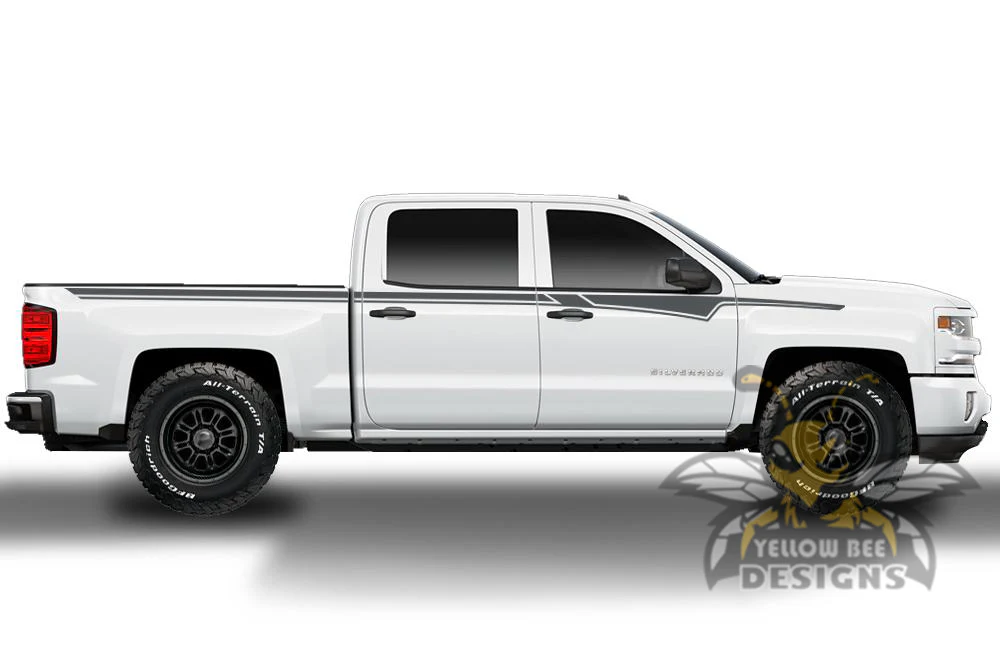 Belt Stripes Graphics Vinyl Decals Compatible with Chevrolet Silverado 1500 Crew Cab - Image 3