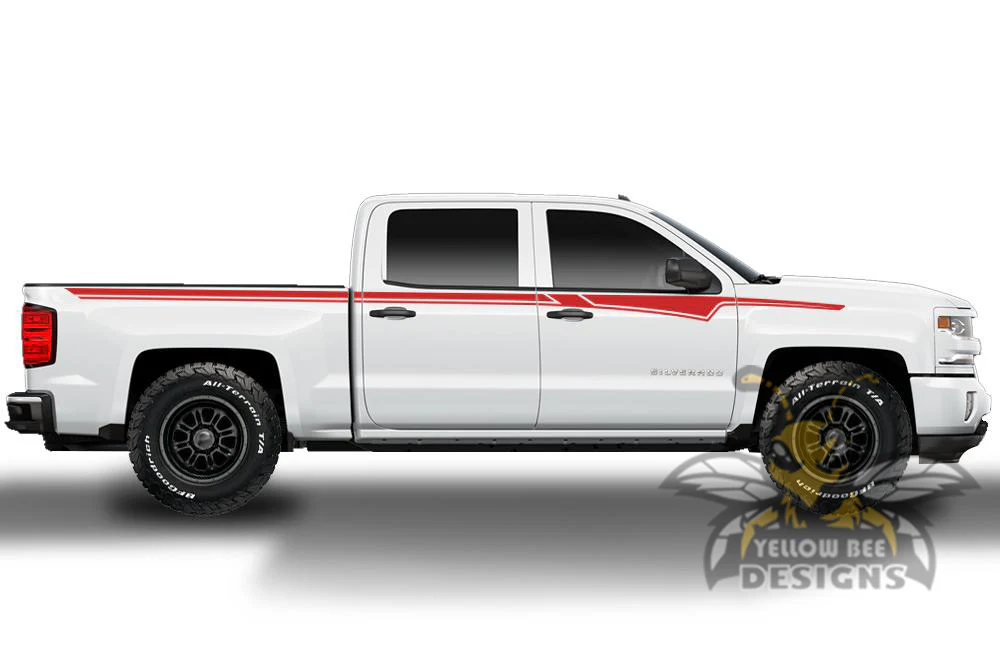 Belt Stripes Graphics Vinyl Decals Compatible with Chevrolet Silverado 1500 Crew Cab - Image 4