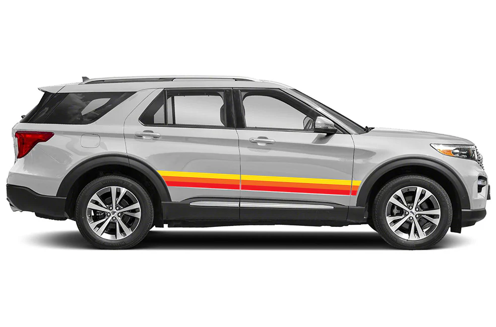 Belt Stripes Red Yellow Orange Graphics Vinyl Decals Compatible with Ford Explorer