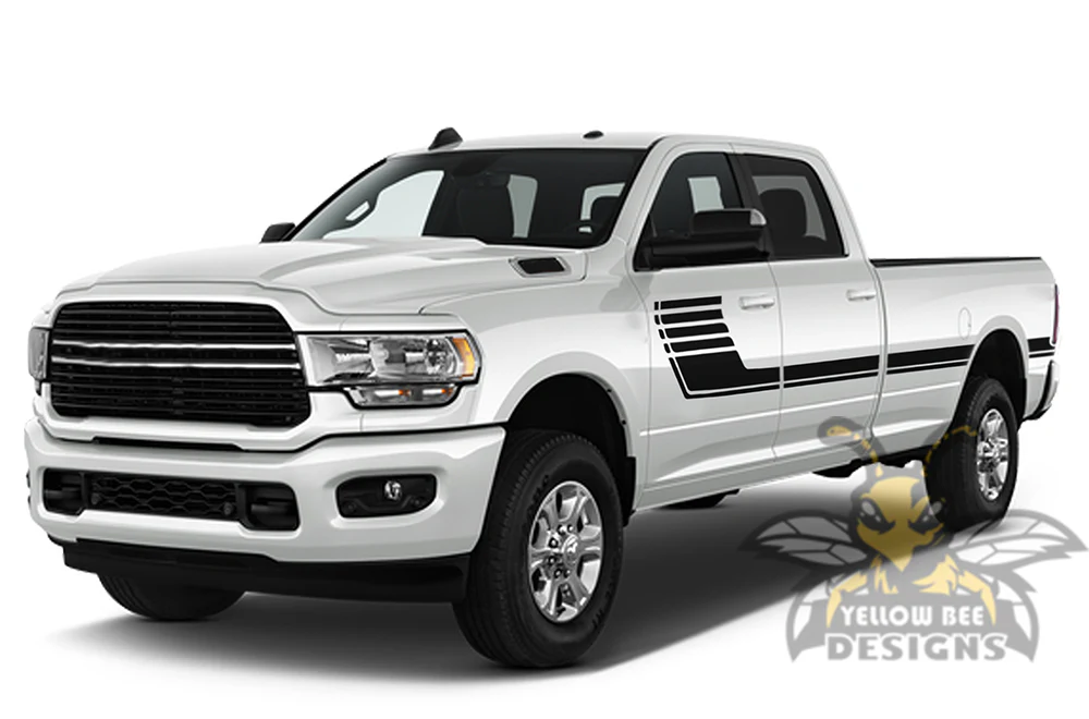 Big Hockey Stripes Graphics Vinyl Decals Compatible with Dodge Ram Crew Cab 3500 Bed 8” - Image 2