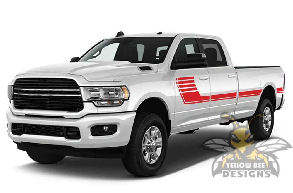 Big Hockey Stripes Graphics Vinyl Decals Compatible with Dodge Ram Crew Cab 3500 Bed 8” - Image 3