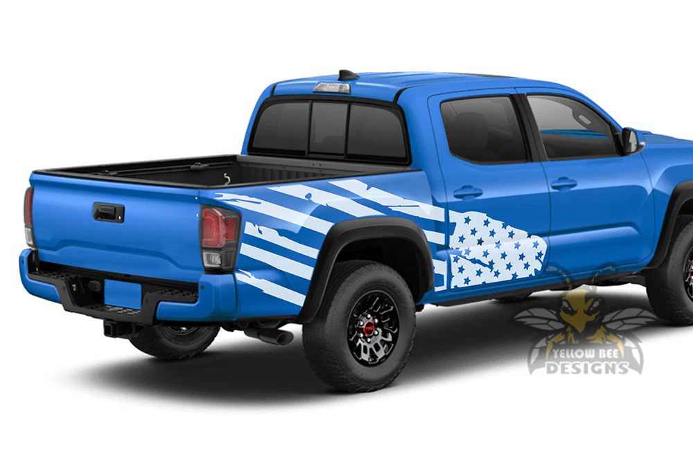 Big USA Flag Bed Vinyl Decal Compatible with Toyota Tacoma Double Cab - Image 3