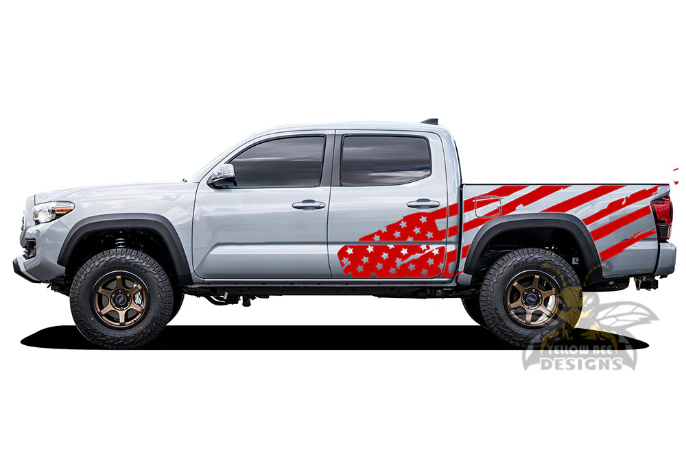Big USA Flag Bed Vinyl Decal Compatible with Toyota Tacoma Double Cab - Image 4