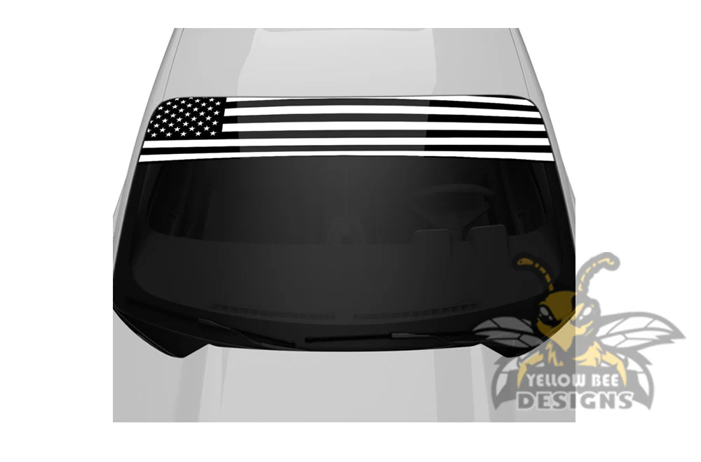 Black USA Flag Sun Strip Decal Vinyl Windshield Banner Universal Visor Sticker 60 x 10 inches - Image 3
