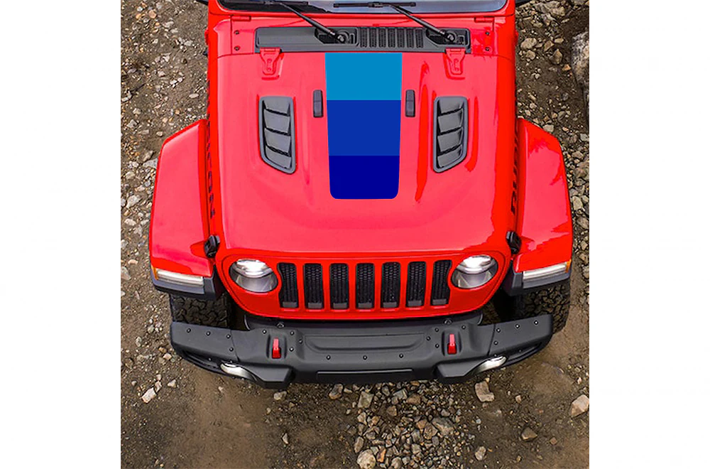 Blue Retro Hood Graphics Vinyl Decals for Gladiator - Image 2