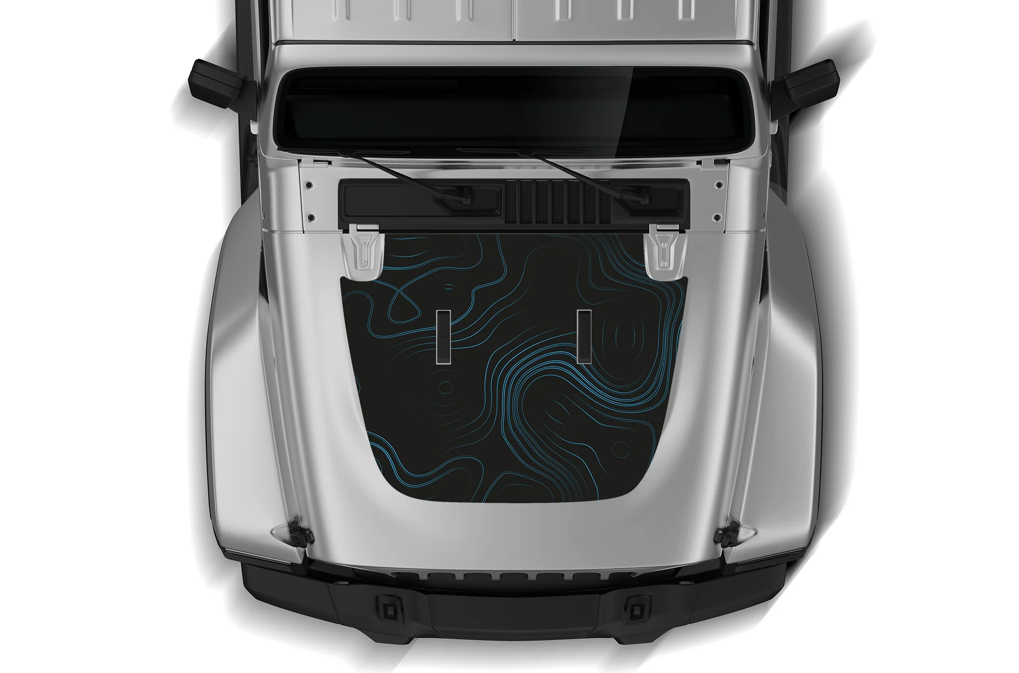 Blue Topographic print Hood Graphics Decals Vinyl Compatible with Jeep JT Gladiator