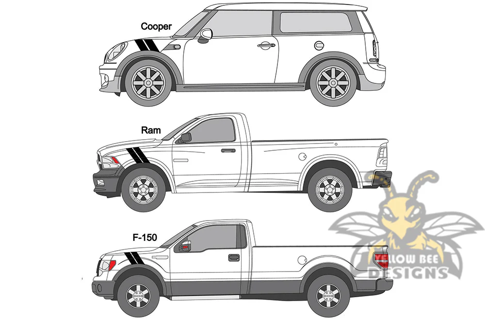 Car or Truck Decals Universal Vinyl Hash Mark Fender Stripes - Image 3