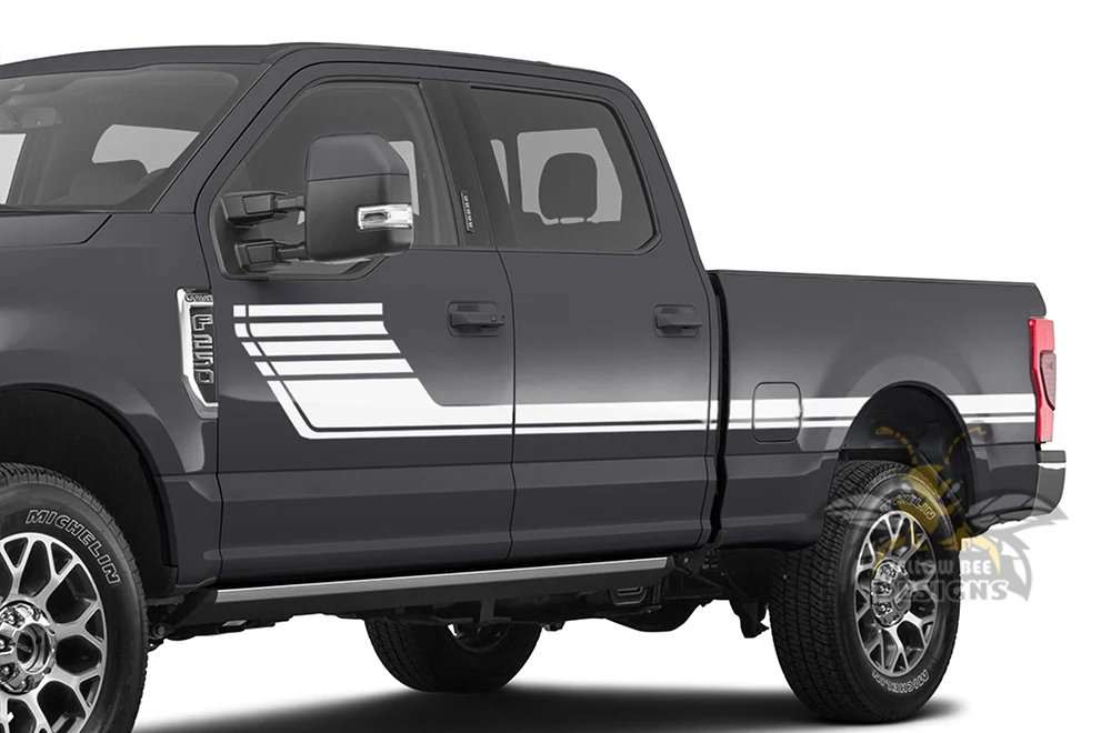 Center Hockey Side Stripes Graphics Vinyl Decals Compatible with Ford F250 - Image 3