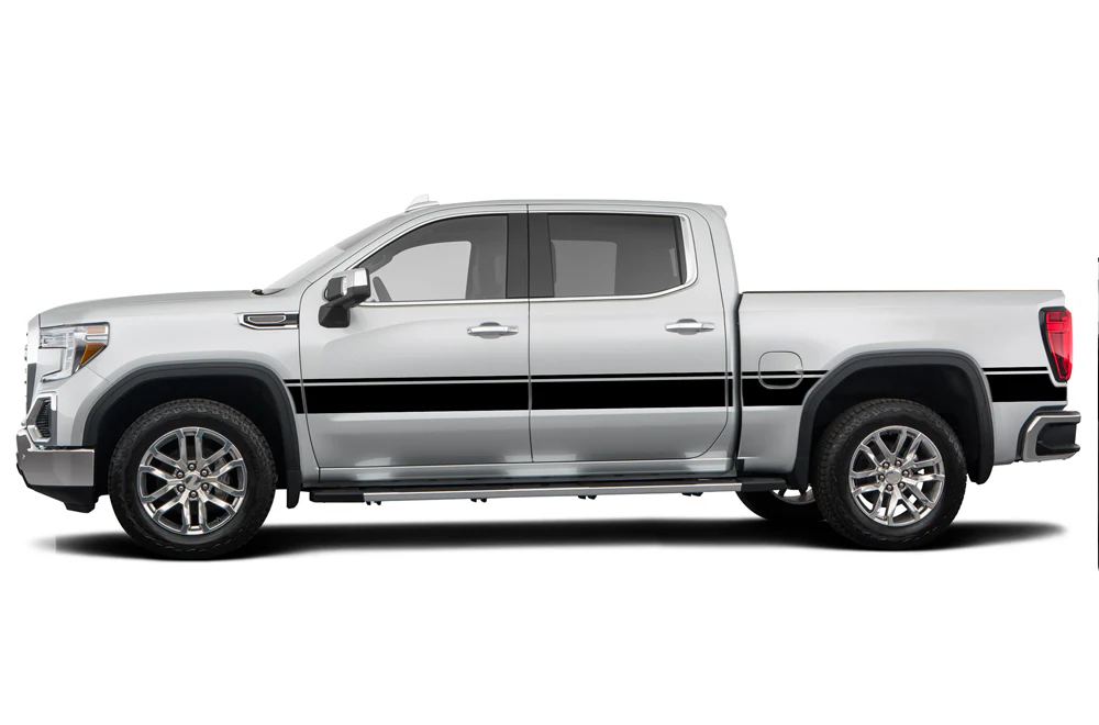 Center Side Stripes Graphics Vinyl Decals Compatible with GMC Sierra