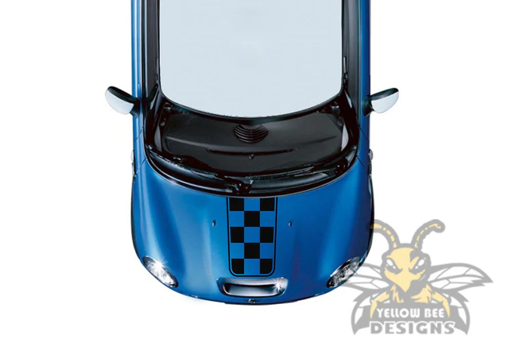 Chessboard Hood Stripes Graphics Vinyl Decal Compatible with Mini Cooper - Image 2
