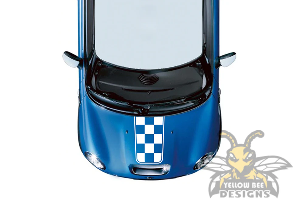Chessboard Hood Stripes Graphics Vinyl Decal Compatible with Mini Cooper - Image 3