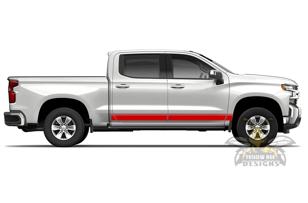 Chevrolet Stripes Graphics Vinyl Decals Compatible with Chevrolet Silverado 1500 Crew Cab - Image 3