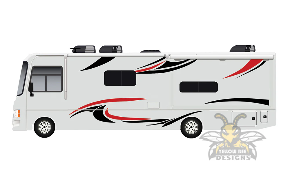 Class A Motor Home Decals, rv Graphics Vinyl Kits Red-Black - Image 2