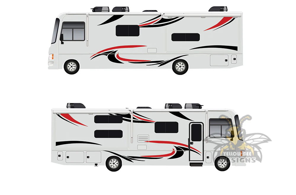 Class A Motor Home Decals, rv Graphics Vinyl Kits Red-Black - Image 3