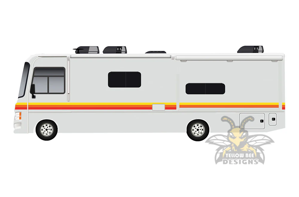 Class A Motor Home Red Orange Yellow Retro Stripes Decals, rv Graphics Vinyl Kits - Image 2