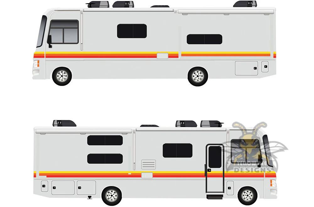 Class A Motor Home Red Orange Yellow Retro Stripes Decals, rv Graphics Vinyl Kits - Image 3