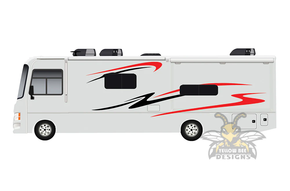 Class A MotorHome Decals, rv Graphics Vinyl Kits Red-Black - Image 2