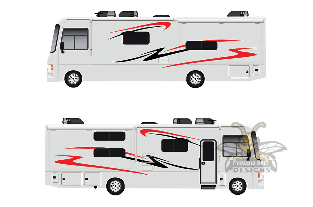 Class A MotorHome Decals, rv Graphics Vinyl Kits Red-Black - Image 3