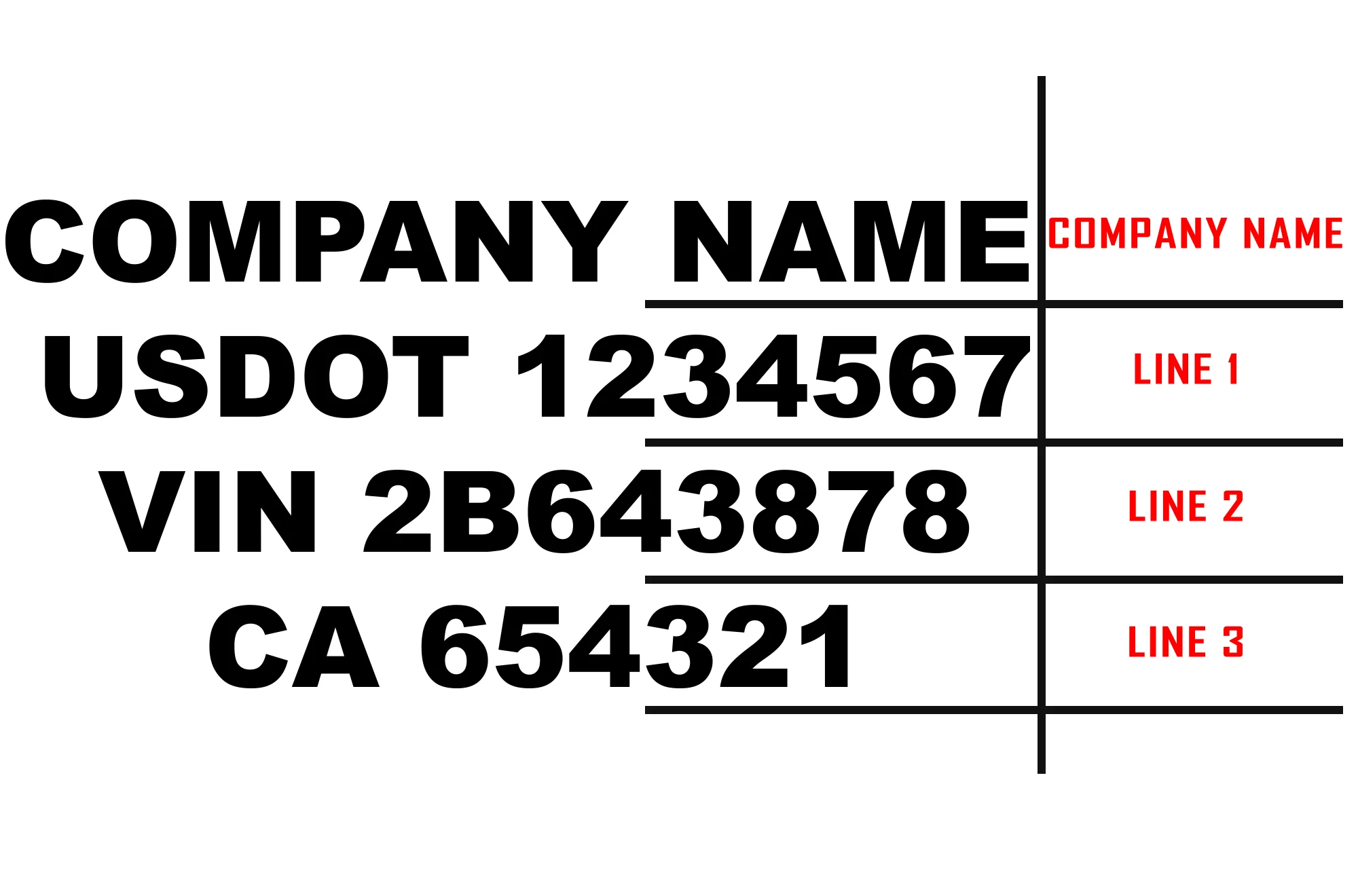 Company Name and Three Regulation Truck Decals, 2 Set (Great for USDOT) - Image 2