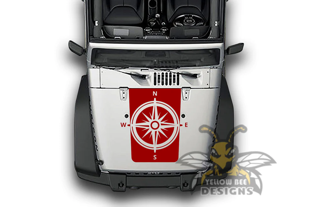 Compass Hood Graphics Vinyl Decals Compatible with Jeep JK Wrangler 2007-2018 - Image 3