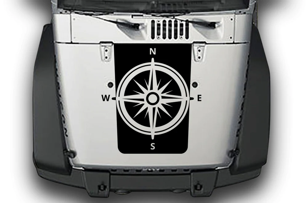 Compass Hood Graphics Vinyl Decals Compatible with Jeep Wrangler