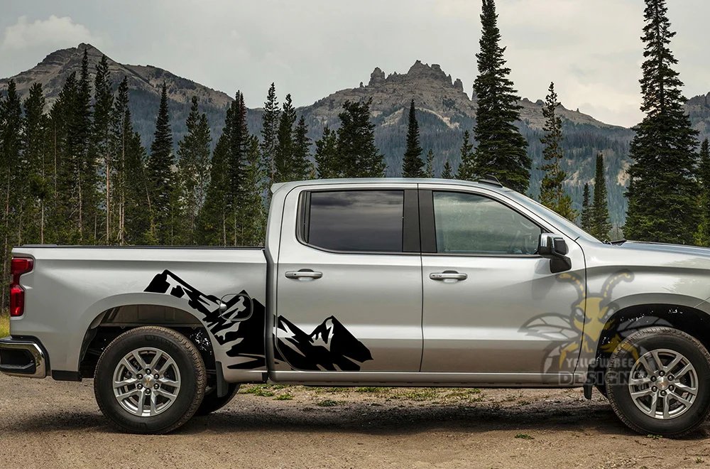 Adventure Mountain Door Graphics Vinyl Decals Compatible with Chevrolet Silverado 1500 - Image 2