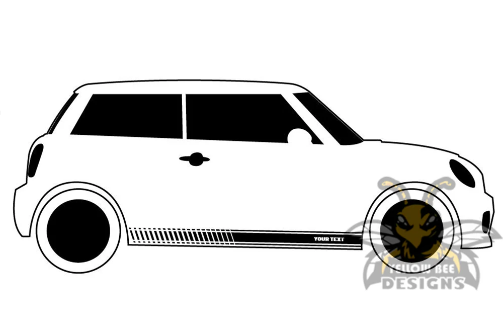 Custom Lower Mini Cooper Stripes Side Graphics Kit Vinyl Decal Compatible with Mini Cooper