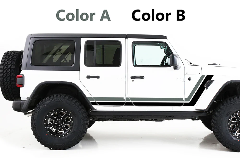 Customize Retro Stripes Graphics Vinyl Decals Compatible with Jeep JL Wrangler