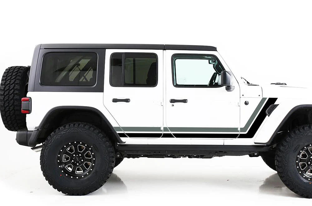 Customize Retro Stripes Graphics Vinyl Decals Compatible with Jeep JL Wrangler - Image 2