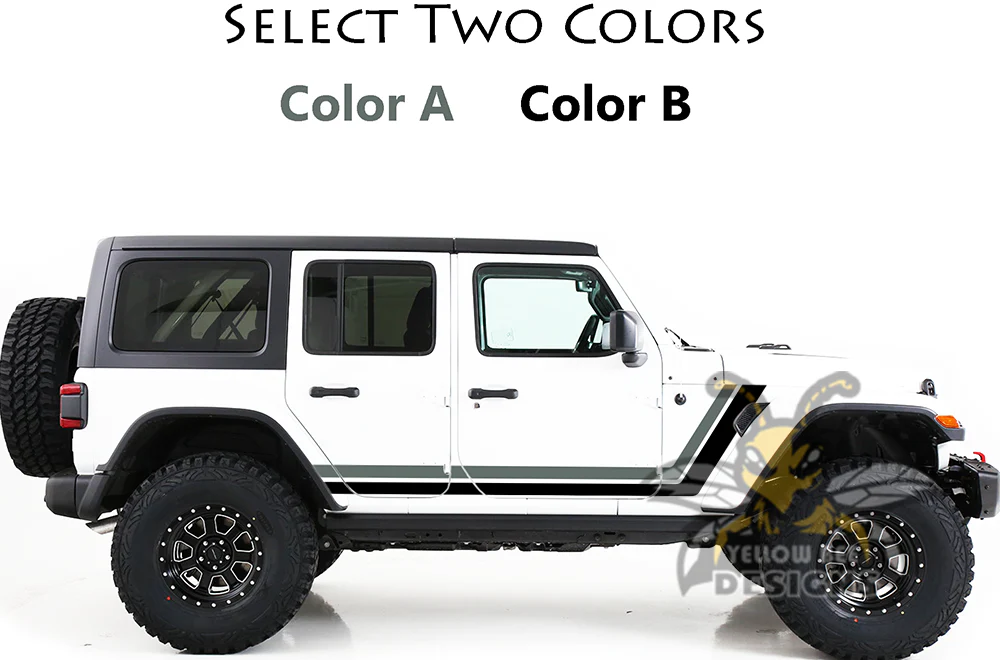 Customize Retro Stripes Graphics Vinyl Decals Compatible with Jeep JL Wrangler - Image 3