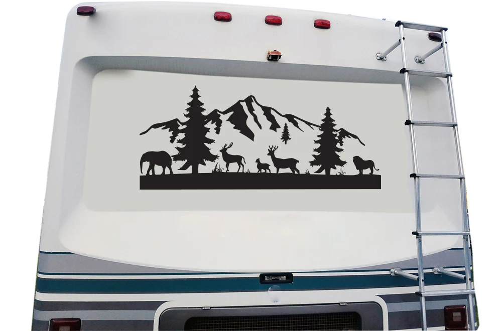 Deer & Mountain Decals, Graphics For RV, Trailer Hauler, Camper, Motor-Ηome, Caravan
