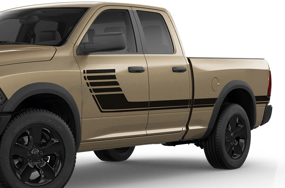 Door Hockey Stripes Graphics Vinyl Decals Compatible with Dodge Ram 1500 Quad Cab
